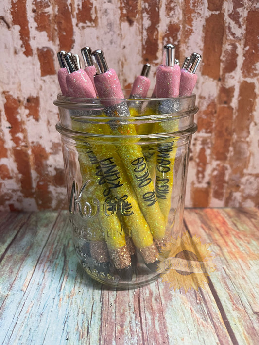 Personalized Pencil Glitter pens
