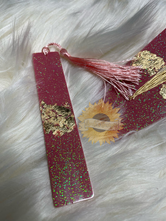 Pink and gold bookmark